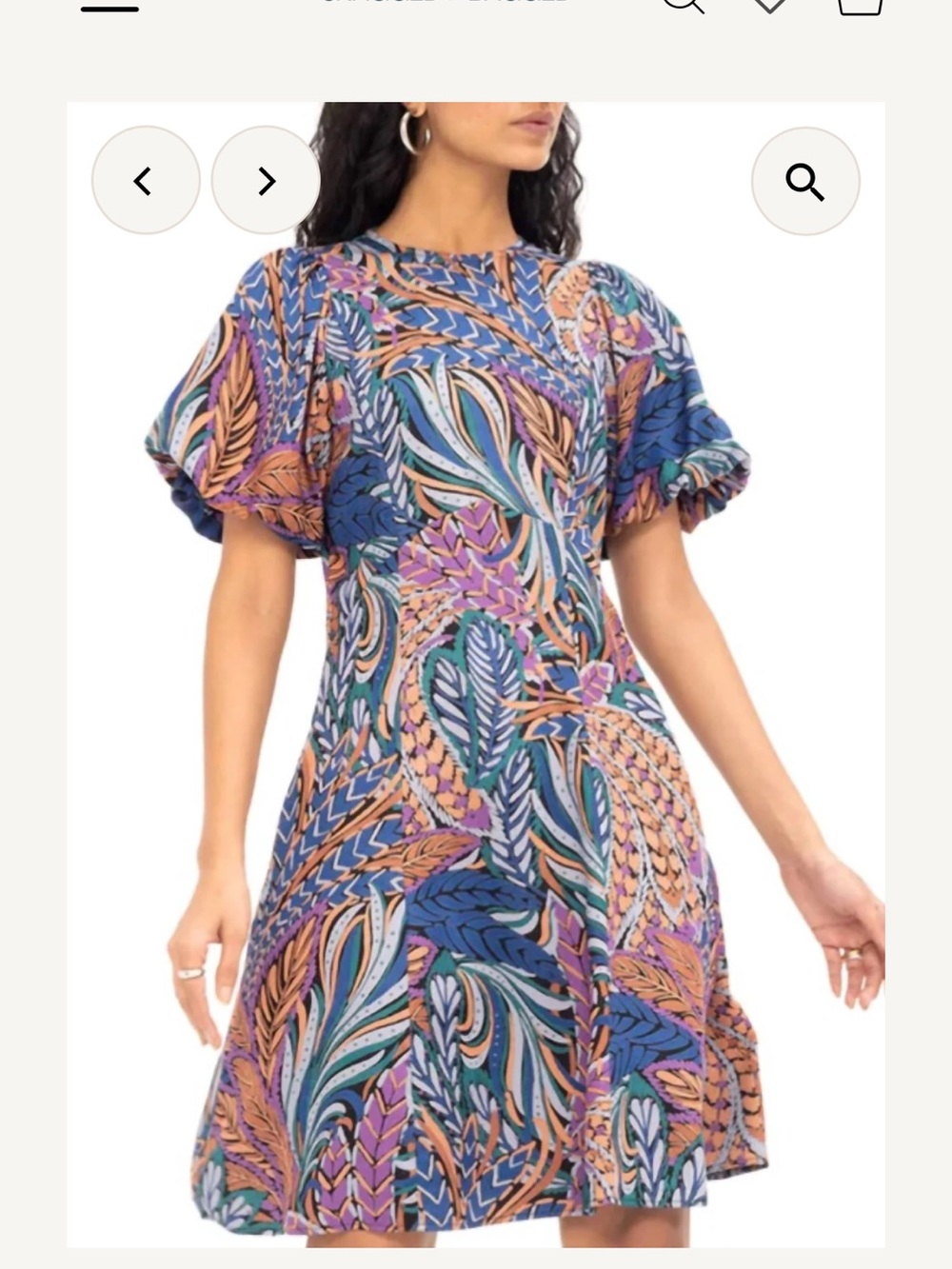 NWT Banjanan Gracia Feather Dress~Puff-Sleeve Women's Dress~Size Small